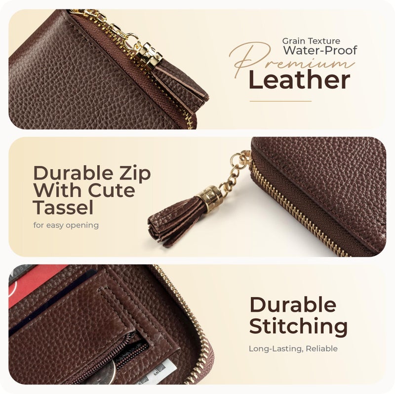 Claasico Bifold Wallet for Women RFID Blocking | Genuine Leather Zip Wallet & Ladies Coin Pocket | Stylish Credit Card Holder | Travel Wallet with Anti-Theft Protection - Image 5